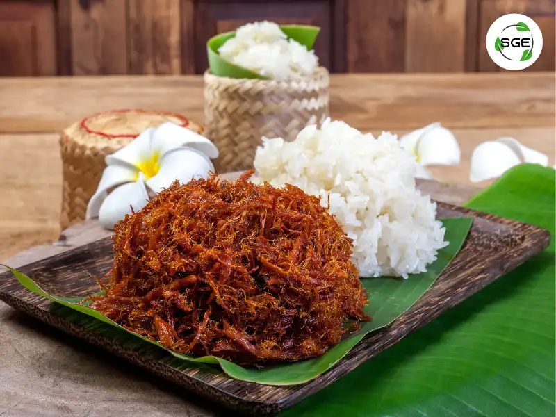 เมนู อาหารเช้า ข้าวเหนียวหมูฝอย