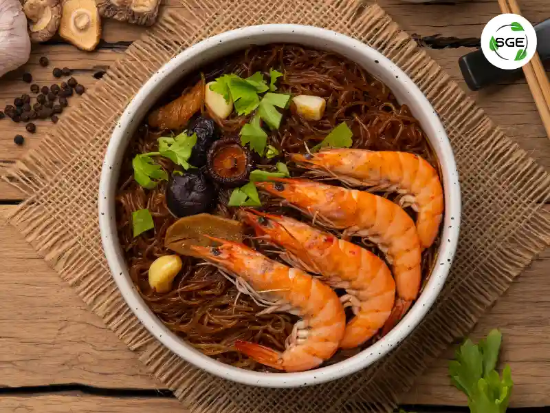เมนูกับข้าว กุ้งอบวุ้นเส้น