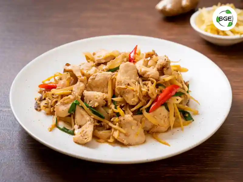 เมนูกับข้าว ไก่ผัดขิง