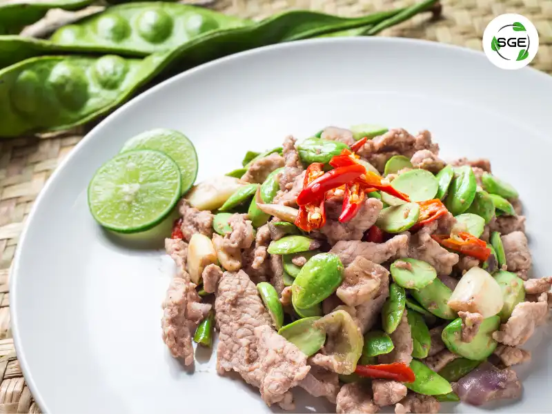 เมนูหมูสามชั้น ผัดสะตอ