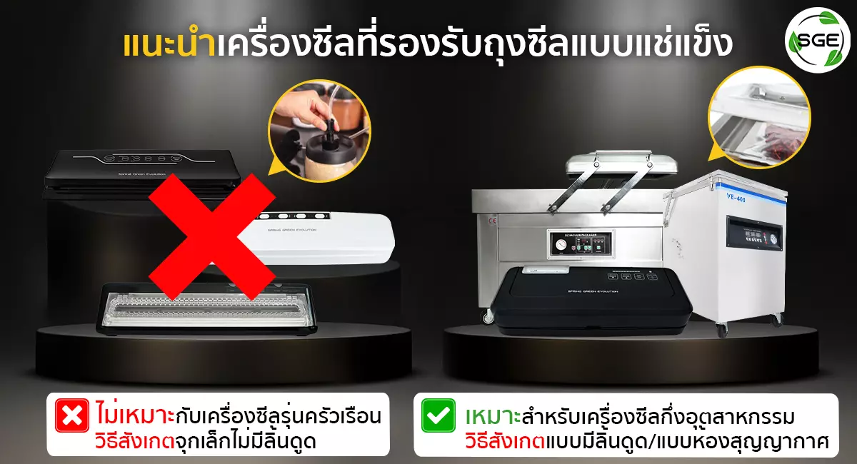 ถุงซีลสุญญากาศแบบแช่แข็ง ถุงไนล่อน B0D แนะนำเครื่องซีล