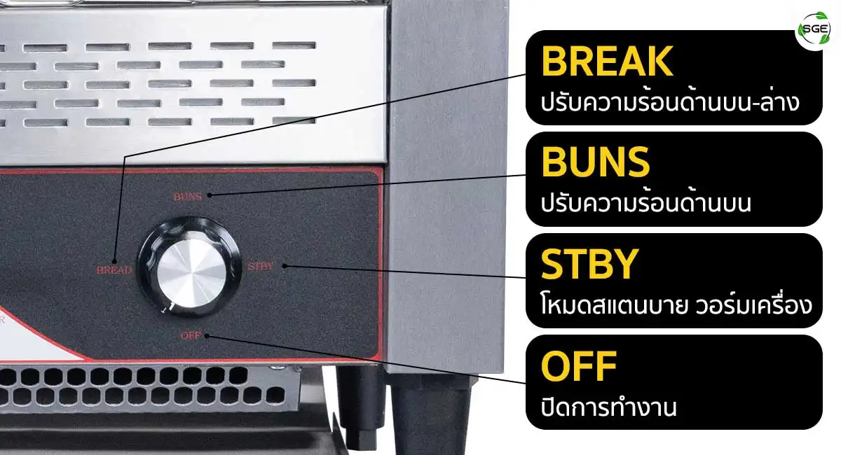 เครื่องปิ้งขนมปังสายพาน ตั้งค่าการทำงาน