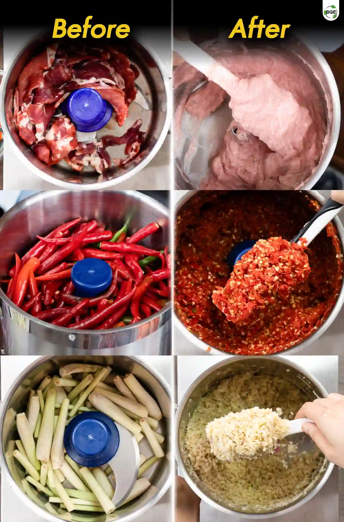 เครื่องสับผสมแบบหม้อ ก่อนใช้ และ หลังใช้