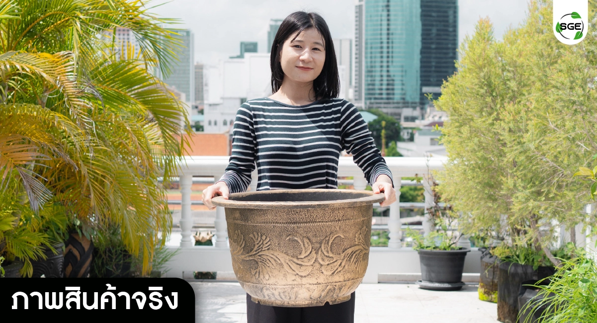 กระถางต้นไม้ขนาดใหญ่ สีทอง สไตล์วินเทจ 02