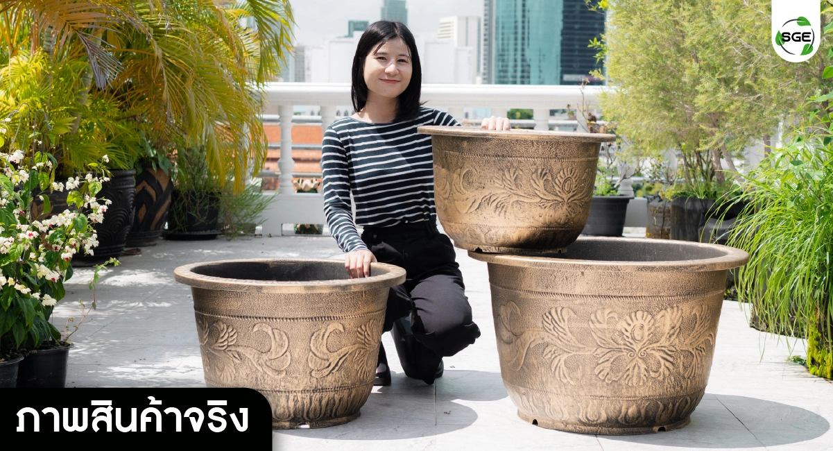 กระถางต้นไม้ขนาดใหญ่ สีทอง สไตล์วินเทจ 02