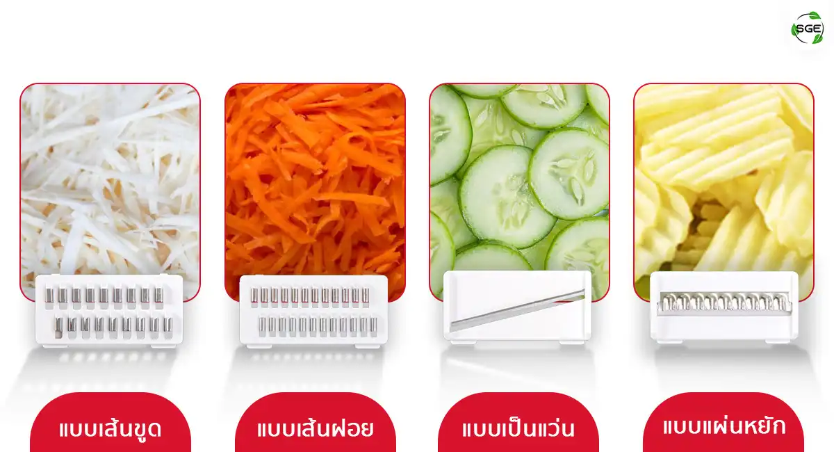 ที่สไลด์ผัก เครื่องหั่นผักอเนกประสงค์ หั่นได้ 4 แบบ เส้นขูด เส้นฝอย แว่น และแผ่นหยัก