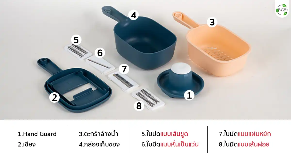 ชิ้นส่วนต่าง ๆ ของ ที่สไลด์ผัก