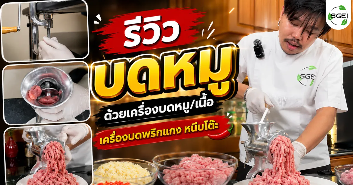 ทดลองบดหมู ด้วยเครื่องบดหมู/เนื้อ เครื่องบดพริกแกง หนีบโต๊ะ