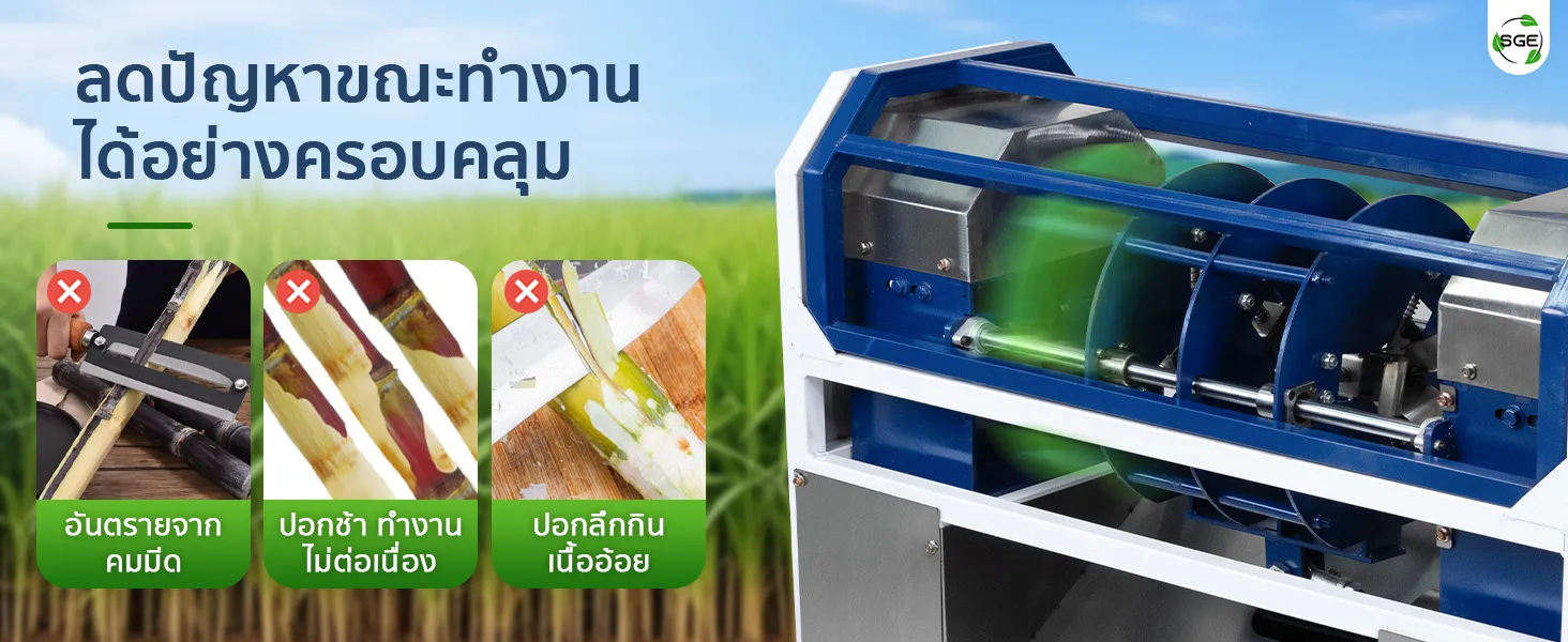 เครื่องปอกอ้อย เครื่องปอกอ้อยไฟฟ้า ช่วยลดอันตรายได้อย่างครอบคลุม ไม่กินเนื้ออ้อย