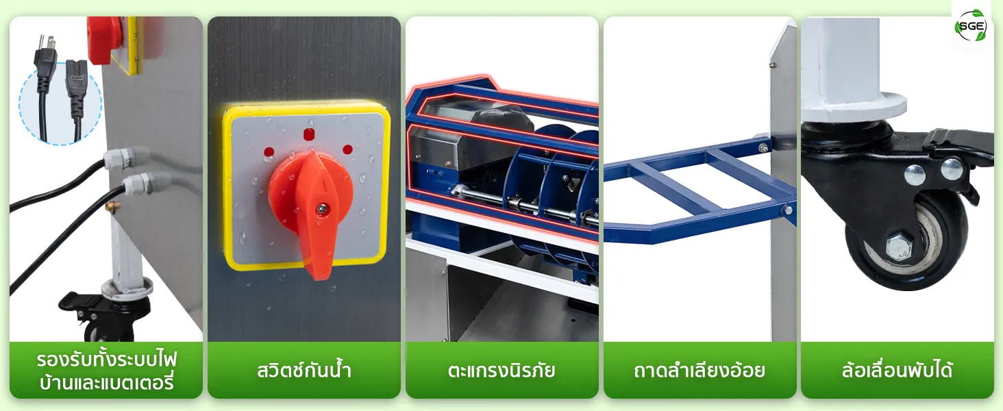 เครื่องปอกอ้อย เครื่องปอกอ้อยไฟฟ้า ออกแบบให้ระบบต่าง ๆ ใช้งานง่าย