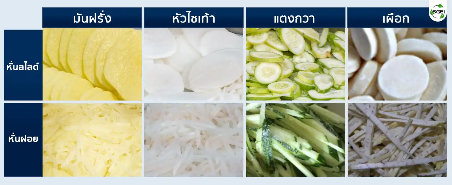 ภาพแสดงผลการใช้งาน เครื่องซอยผัก เครื่องสไลด์ผัก 