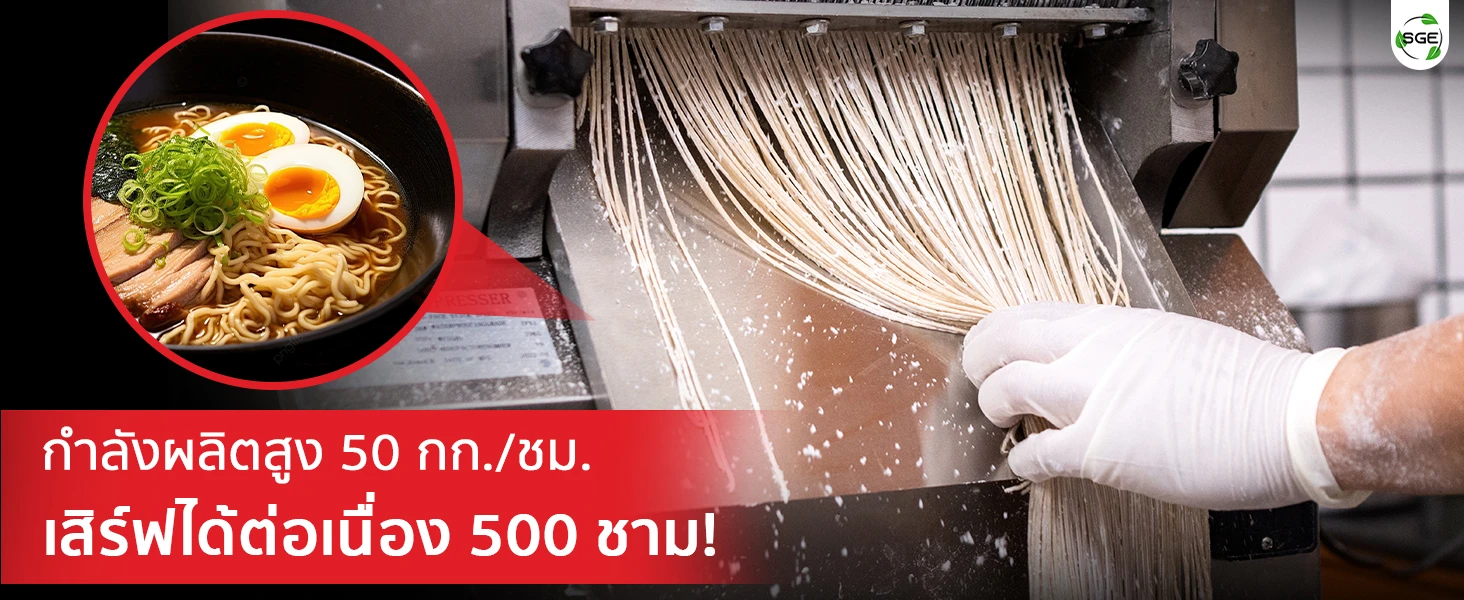 เครื่องทำเส้นบะหมี่ กำลังผลิต 35 กก./ชม.