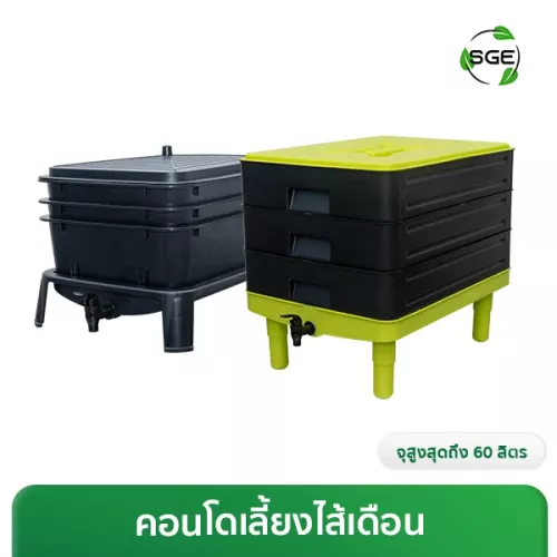 คอนโดไส้เดือน 3 ชั้น ทำปุ๋ยหมักมูลไส้เดือน (ต่อชั้นเพิ่มได้)