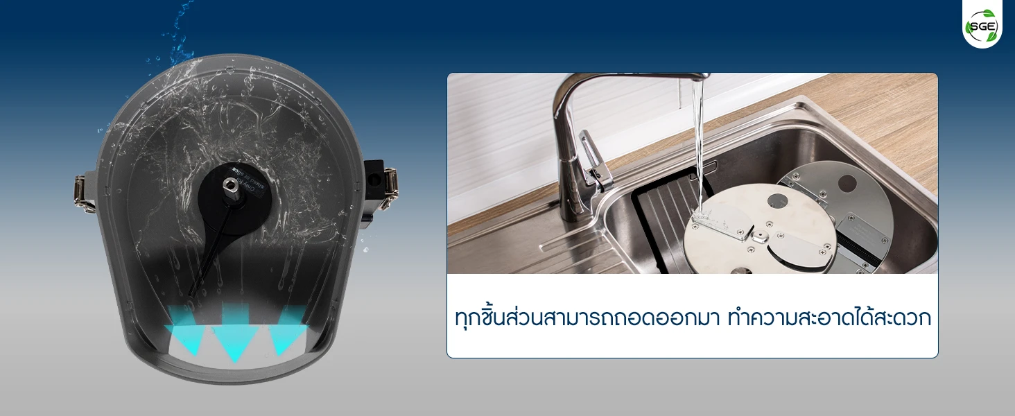 ทำความสะอาดง่าย ถอดล้างได้ทุกส่วน เครื่องหั่นผัก 4in1 รุ่น VSX-G2 ถอดล้างทำความสะอาดได้ง่าย
