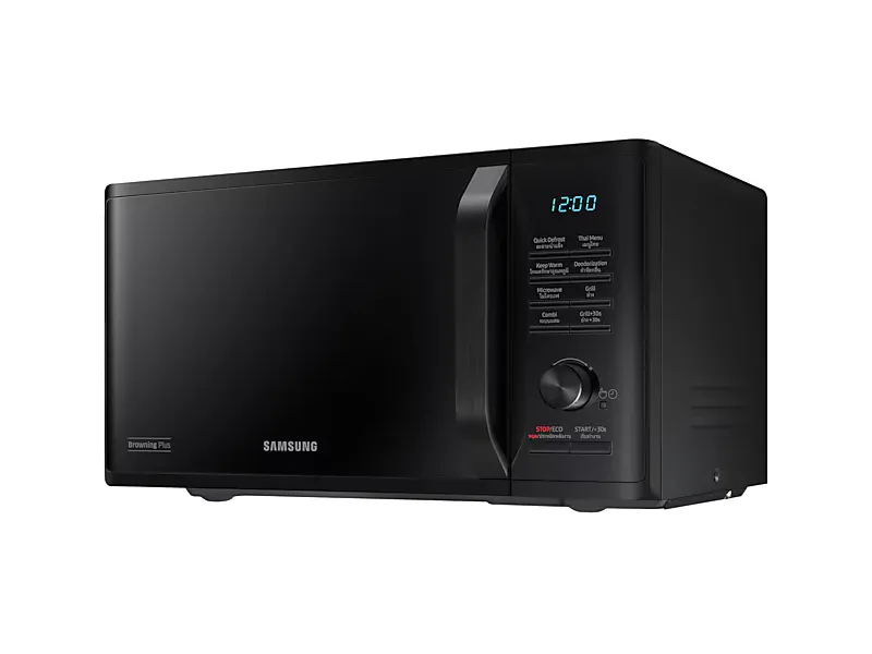 Samsung รุ่น MG23K3515AK เตาอบ Samsung รุ่น MG23K3515AK สีดำ บนพื้นหลังขาว