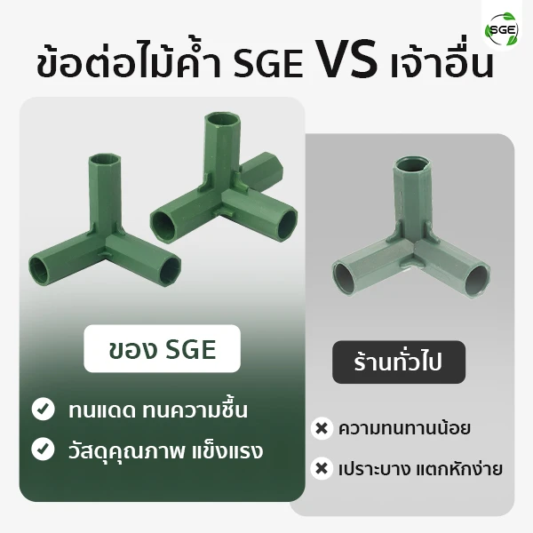 ข้อต่อมุม 3 ทาง, 4 ทาง สำหรับไม้ค้ำต้นไม้ SGE แข็งแรงทนทาน