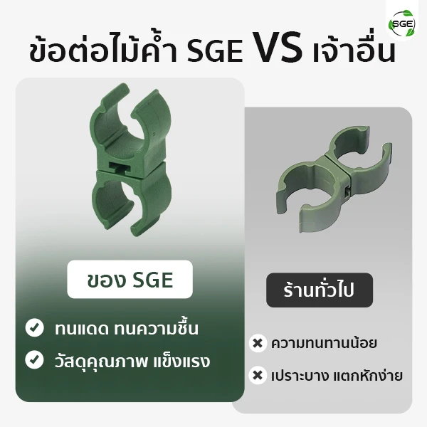 ข้อต่อไม้ค้ำต้นไม้ ข้อต่อแบบหมุนได้ 360° SGE ทนแดด ทนความชื้น