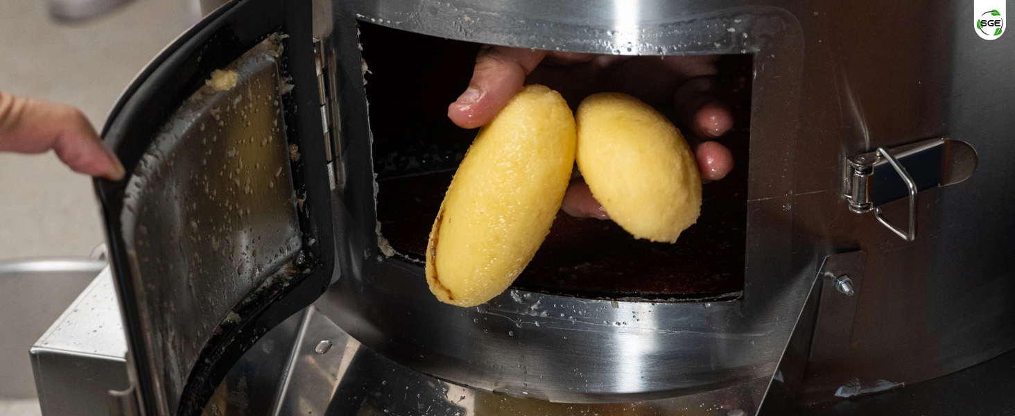 ภาพสินค้าจริง เครื่องปอกมันฝรั่ง ไฟฟ้า กำลังผลิตสูง 350 กก./ชม.