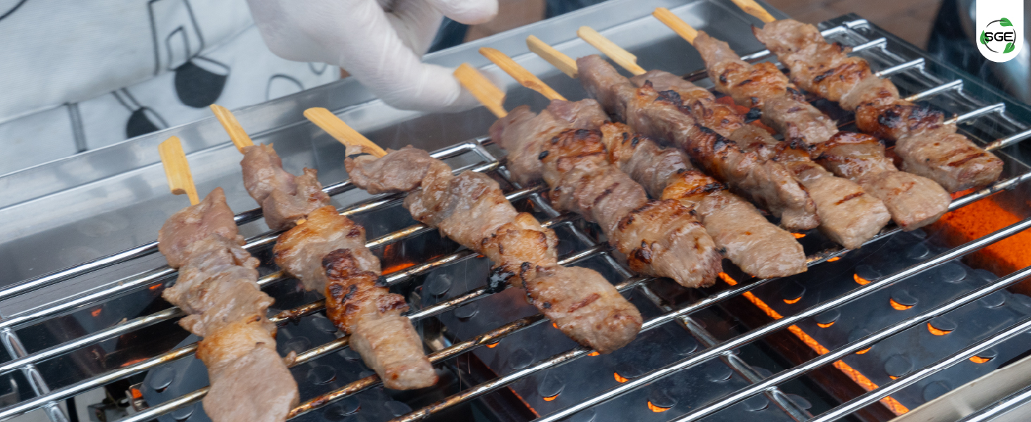 ภาพสินค้าจริง เตาปิ้งย่างอินฟราเรด เตาปิ้งย่างไร้ควัน รุ่น Turbo ขนาด 2-8 หัว ปรับความสูงตะแกรงได้ 