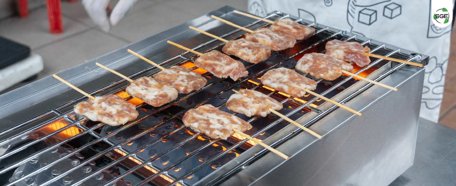 ภาพสินค้าจริง เตาปิ้งย่างอินฟราเรด เตาปิ้งย่างไร้ควัน รุ่น Turbo ขนาด 2-8 หัว ปรับความสูงตะแกรงได้ 