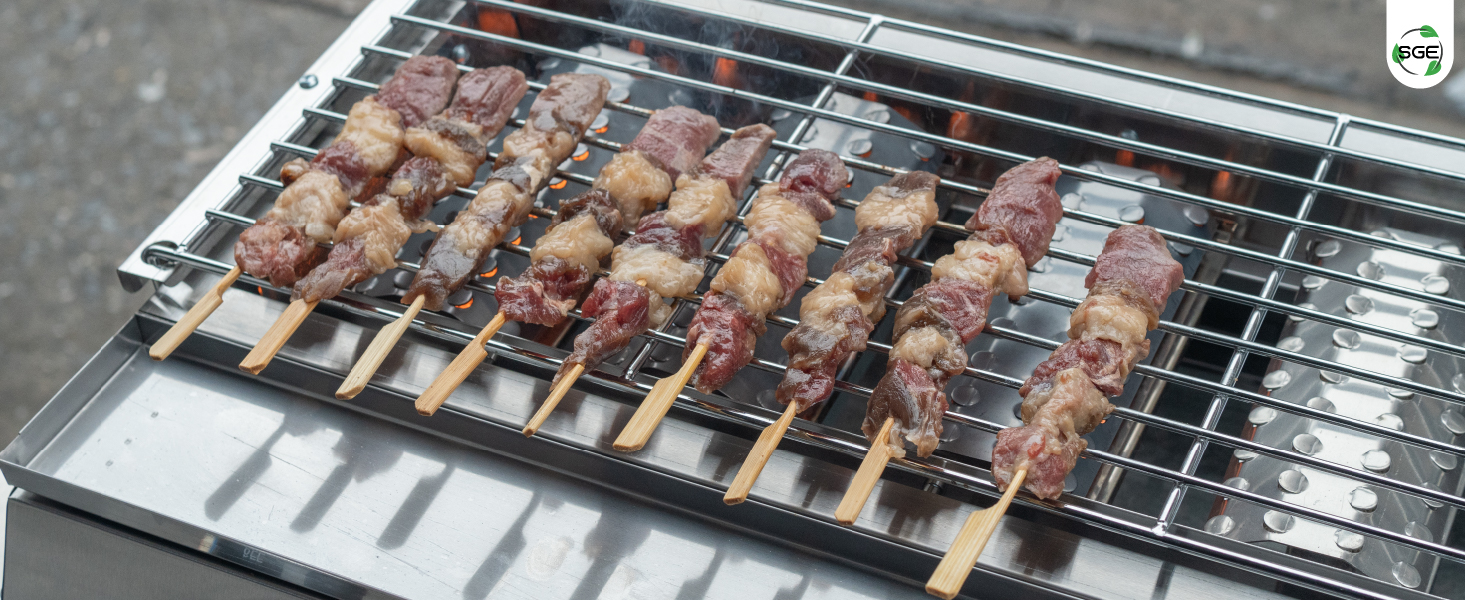 ภาพสินค้าจริง เตาปิ้งย่างอินฟราเรด เตาปิ้งย่างไร้ควัน รุ่น Turbo ขนาด 2-8 หัว ปรับความสูงตะแกรงได้ 