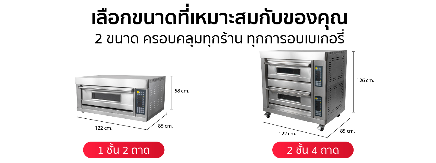 ขนาด เตาอบเบเกอรี่ ระบบไฟฟ้า (ปุ่มกดดิจิทัล) รุ่น OV-DIGI-E