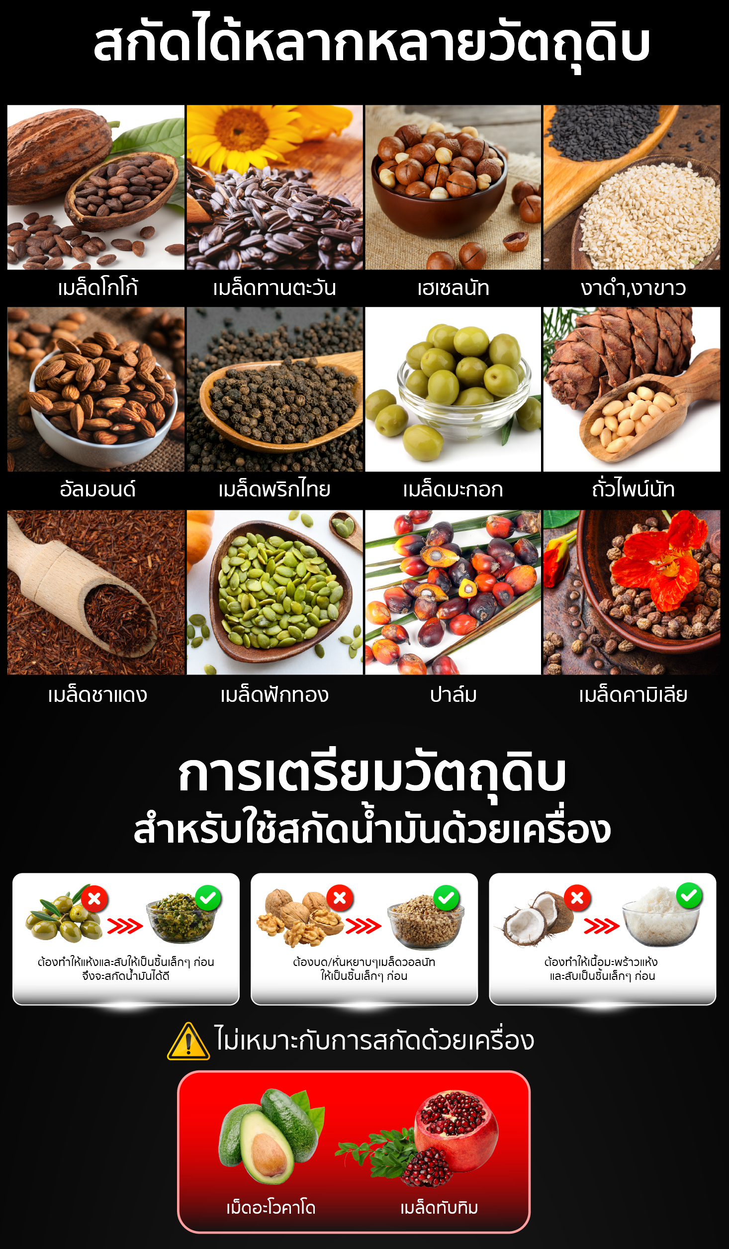 เครื่องสกัดน้ำมัน 2in1 ตั้งค่าอุณหภูมิการสกัดได้ 40-300°C สกัดวัตถุดิบได้หลากหลาย เครื่องสกัดน้ำมัน 2in1 ตั้งค่าอุณหภูมิการสกัดได้ 40-300°C สกัดวัตถุดิบได้หลากหลาย