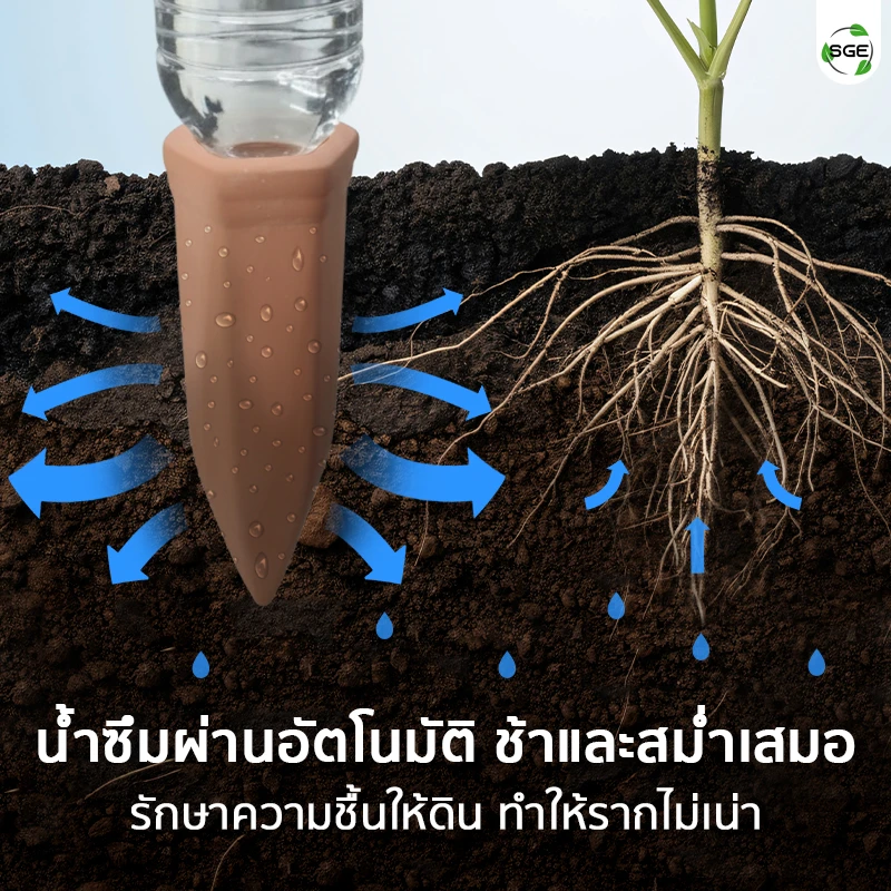 กรวยรดน้ำดินเผา แค่ต่อขวดน้ำก็รดน้ำได้อัตโนมัติ น้ำจะซึมผ่านดินเผาลงสู่ดินแบบช้า ๆ