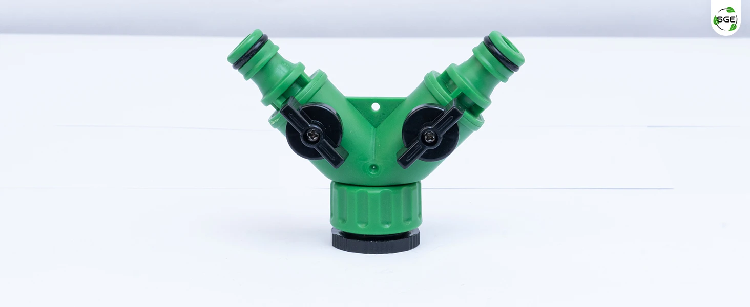 ภาพสินค้าจริง ข้อต่อแยกน้ำ 2 ทางพร้อมวาล์ว เกลียวต่อขนาด 4หุน, 6หุน สำหรับสายไมโคร 4/7, 5/7