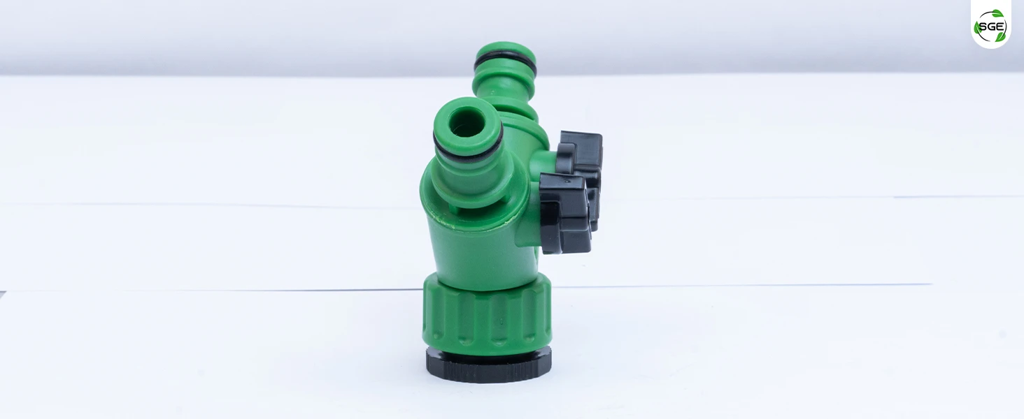 ภาพสินค้าจริง ข้อต่อแยกน้ำ 2 ทางพร้อมวาล์ว เกลียวต่อขนาด 4หุน, 6หุน สำหรับสายไมโคร 4/7, 5/7