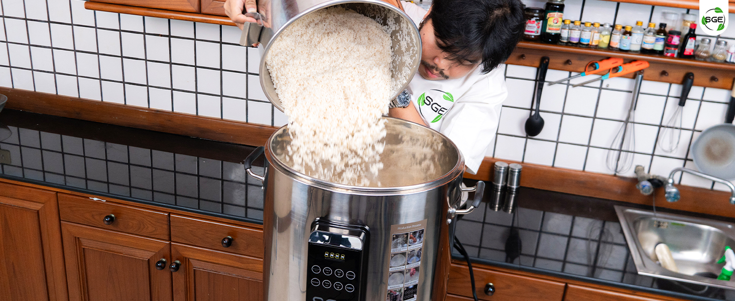 ภาพถ่ายสินค้าจริง 01 หม้อหุงข้าวขนาดใหญ่ หม้อหุงข้าวเชิงพาณิชย์ ขนาด 45 ลิตร (แบบเช็ดน้ำ)