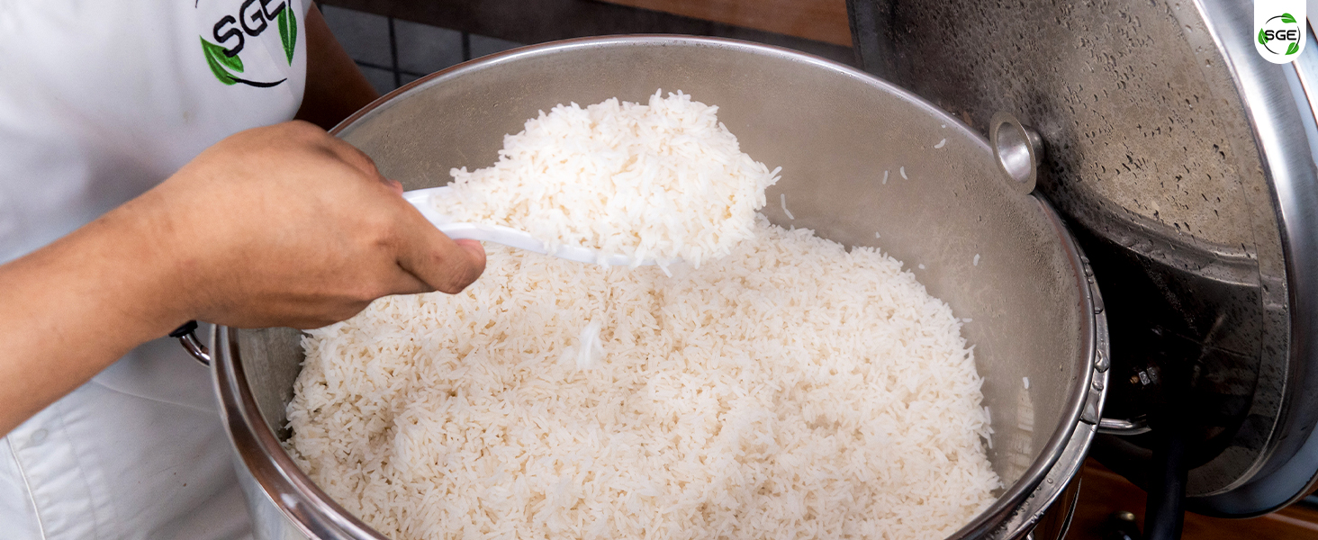 ภาพถ่ายสินค้าจริง 02 หม้อหุงข้าวขนาดใหญ่ หม้อหุงข้าวเชิงพาณิชย์ ขนาด 45 ลิตร (แบบเช็ดน้ำ)