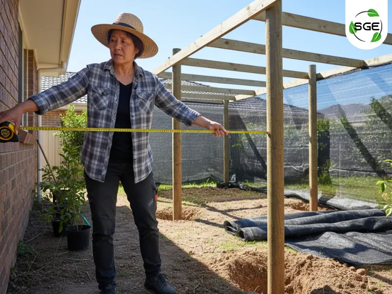 วิธีติดตั้งสแลนกันแดด 1 การวางโครงสร้างและวัดระยะ