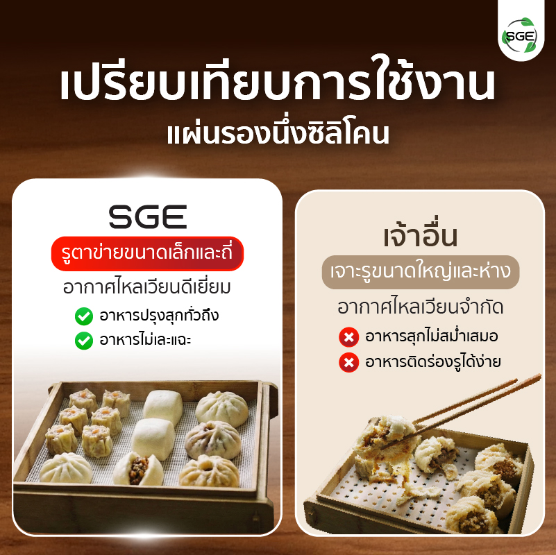 จุดเด่น แผ่นรองนึ่งซิลิโคน แผ่นรองอบซิลิโคน SGE