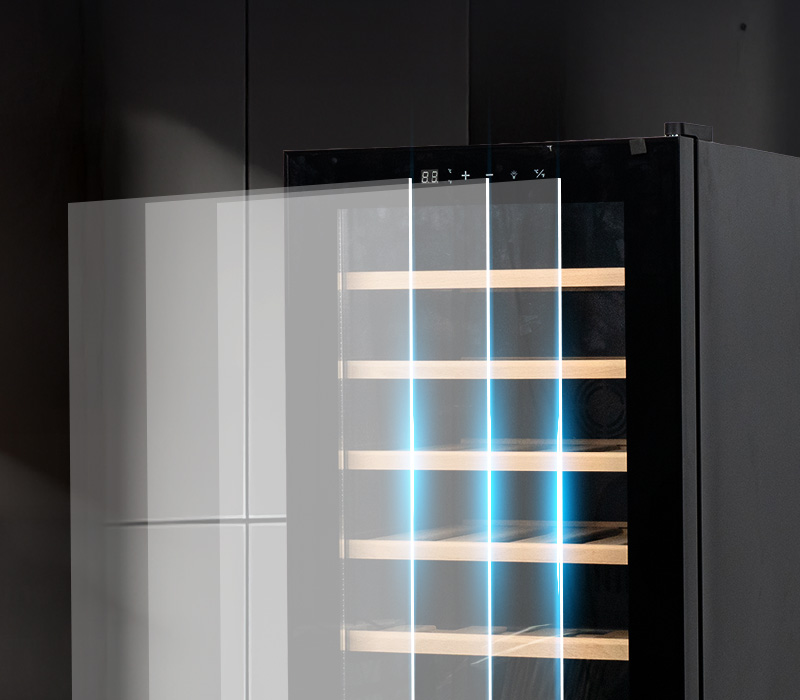 ตู้แช่ไวน์ ประตูกระจกหนา ป้องกันรังสี UV ตู้แช่ไวน์ ประตูกระจกหนา ป้องกันรังสี UV