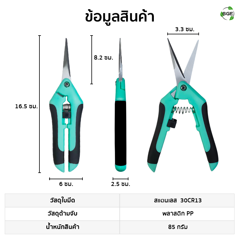 ข้อมูลสินค้า กรรไกรตัดกิ่ง กรรไกรตัดกิ่งปากตรง ปลายแหลม