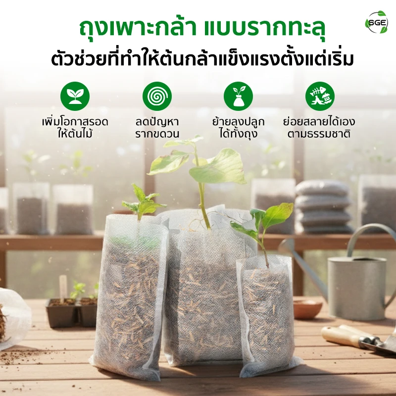 ข้อดีของถุงเพาะกล้า ถุงเพาะสปันบอนด์ แบบรากทะลุ ของSGE