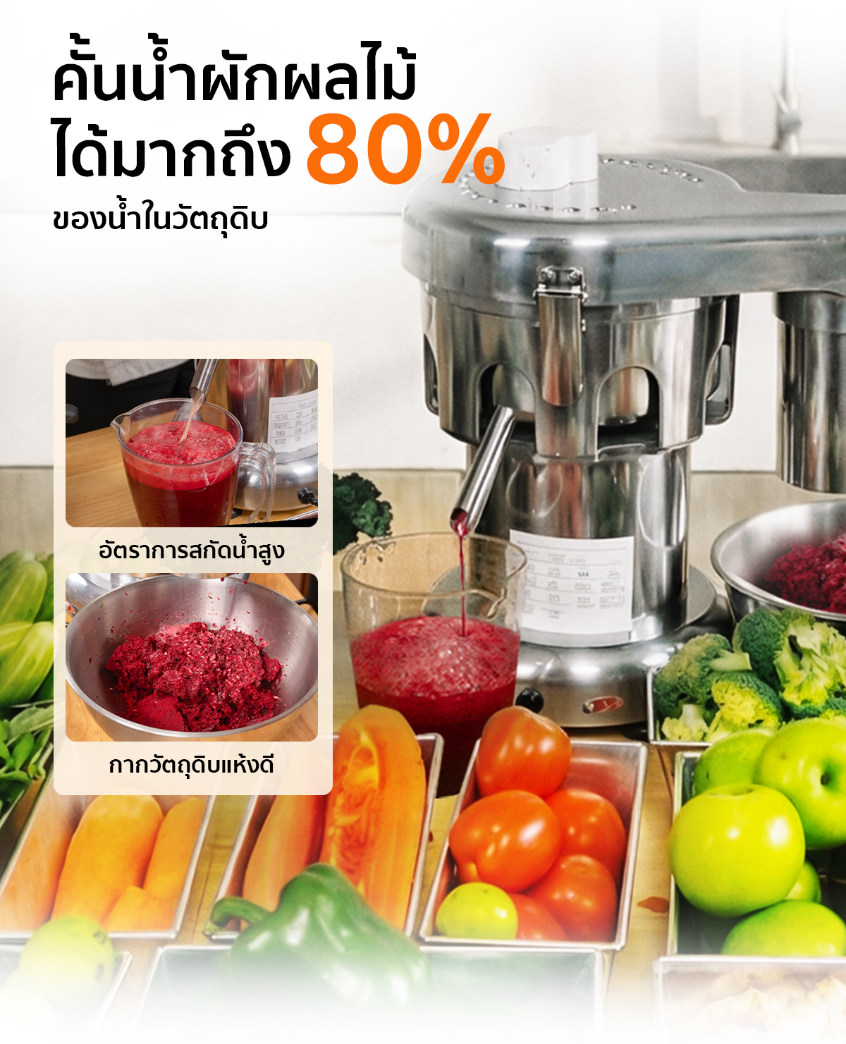 เครื่องคั้นน้ำผลไม้แยกกาก FJI370 คั้นน้ำผลไม้ได้มากถึง 80% จากวัตถุดิบ