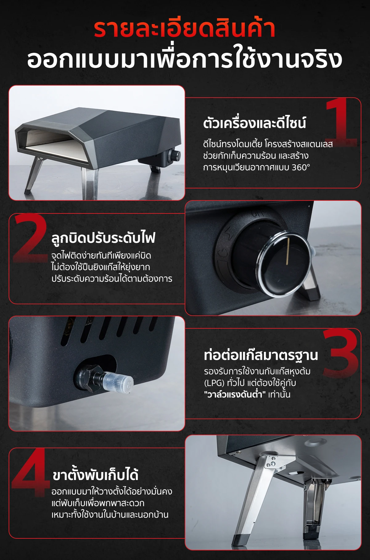 รายละเอียดสินค้าของ เตาอบพิซซ่า แบบใช้แก๊ส ของ SGE