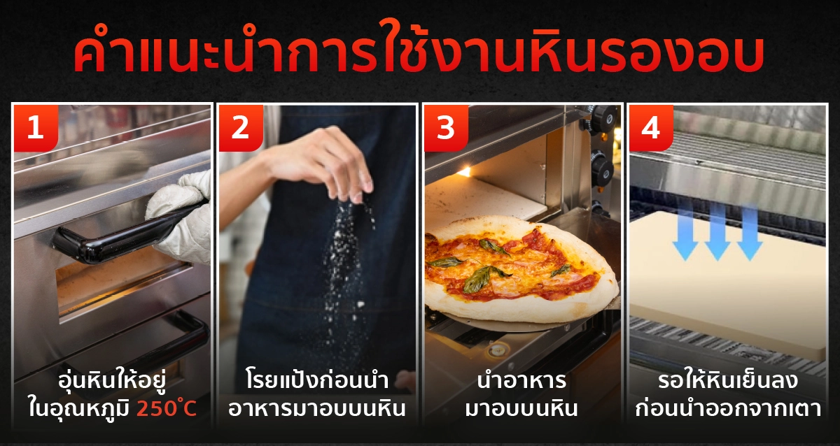 คำแนะนำการใช้งานหินรองอบ ของ เตาอบพิซซ่า แบบใช้แก๊ส ของ SGE