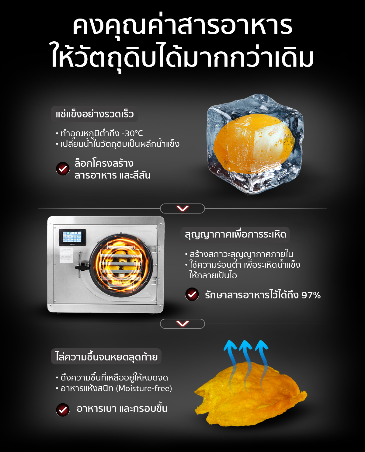 คุณสมบัติเด่นของ เครื่องฟรีซดรายสุญญากาศ