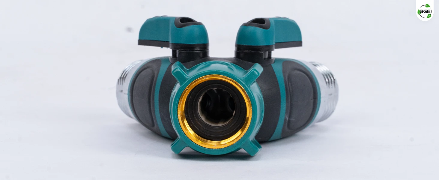 ภาพถ่ายสินค้าจริง ข้อต่อแยกน้ำ 2 ทางพร้อมวาล์ว