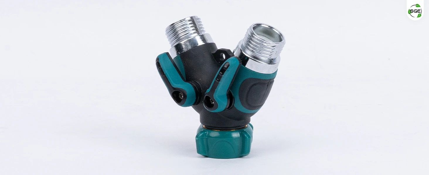 ภาพถ่ายสินค้าจริง ข้อต่อแยกน้ำ 2 ทางพร้อมวาล์ว