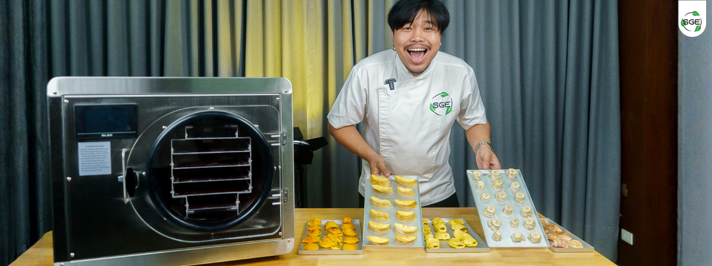 ภาพถ่ายสินค้าจริง การใช้งานเครื่องฟรีซดรายสุญญากาศ