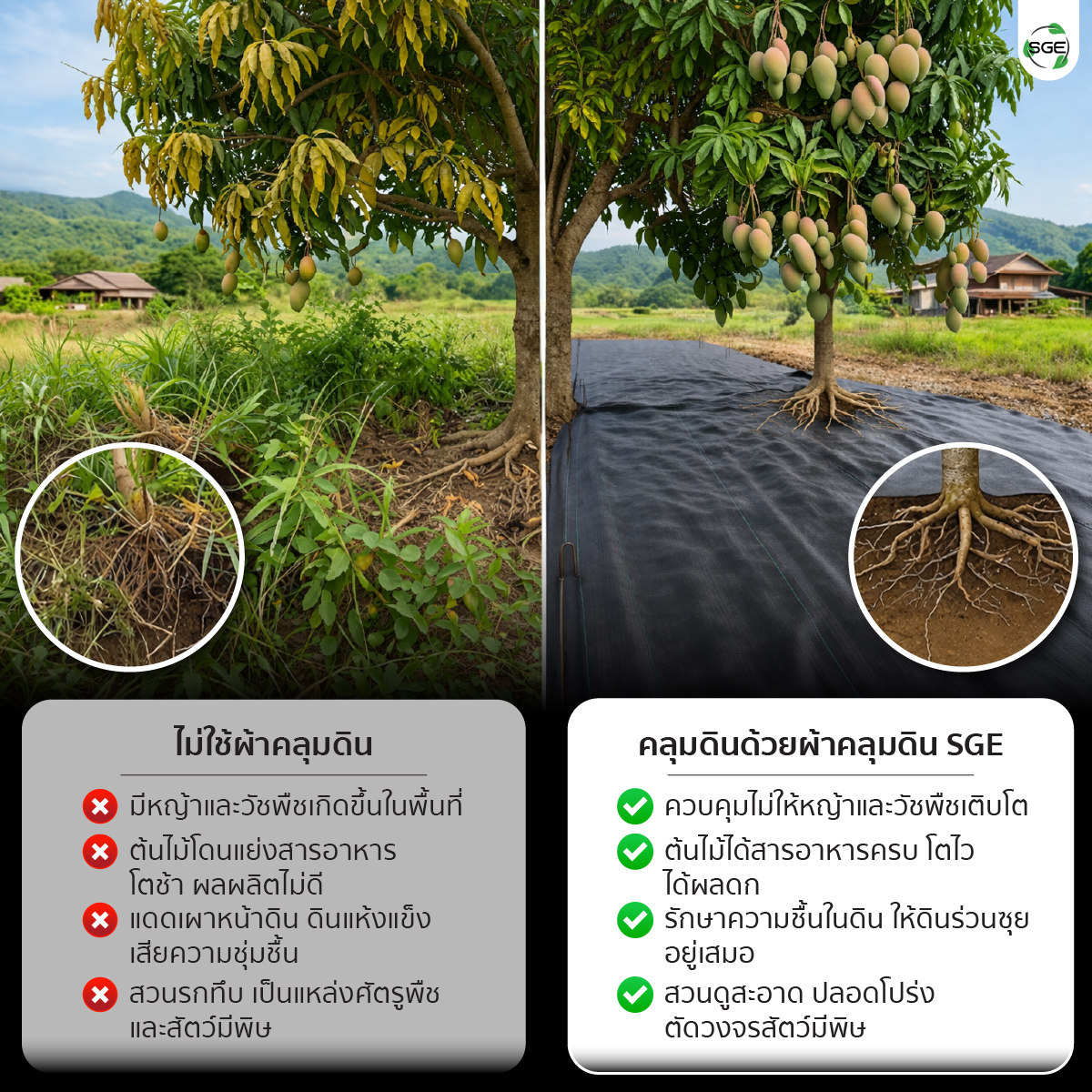 คุณสมบัติ ผ้าคลุมดินใยสังเคราะห์ SGE