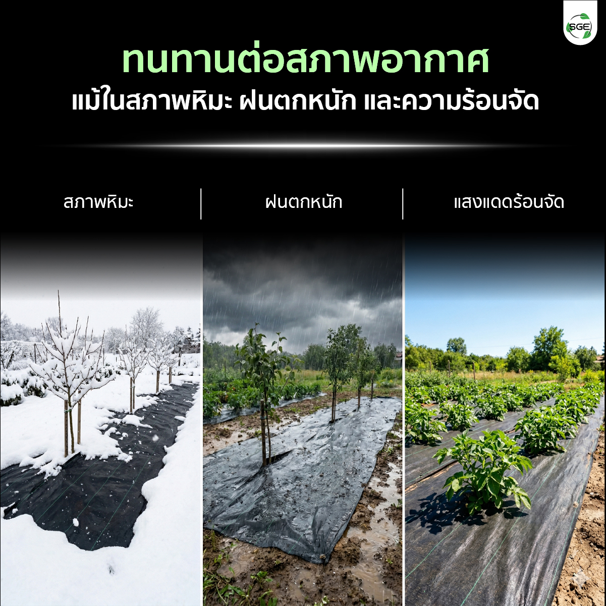 คุณสมบัติ ผ้าคลุมดินใยสังเคราะห์ SGE