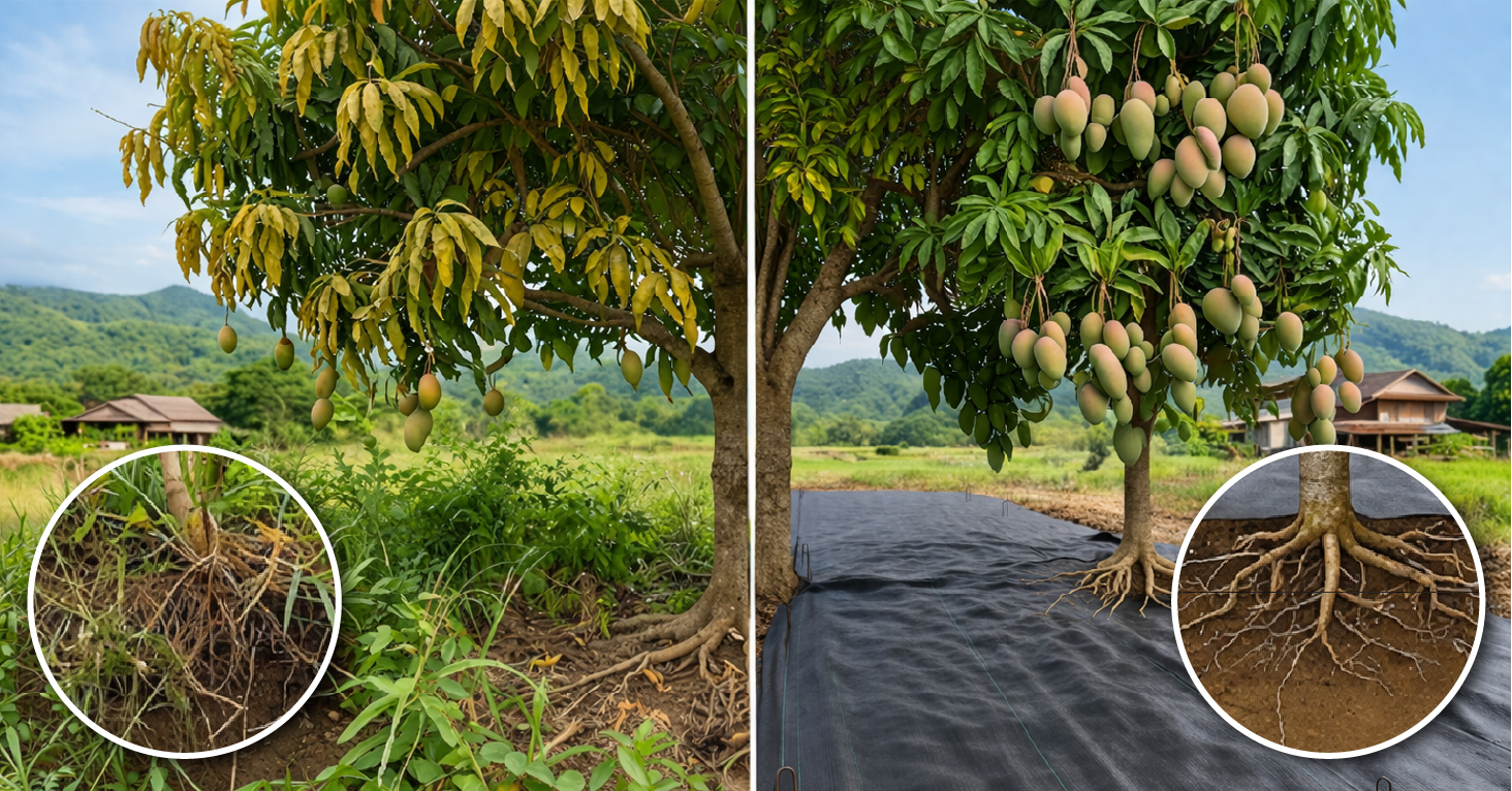 ผ้าคลุมดิน ผ้าคลุมวัชพืช วัสดุแผ่นใยสังเคราะห์ หนา 50-90 แกรม SGE