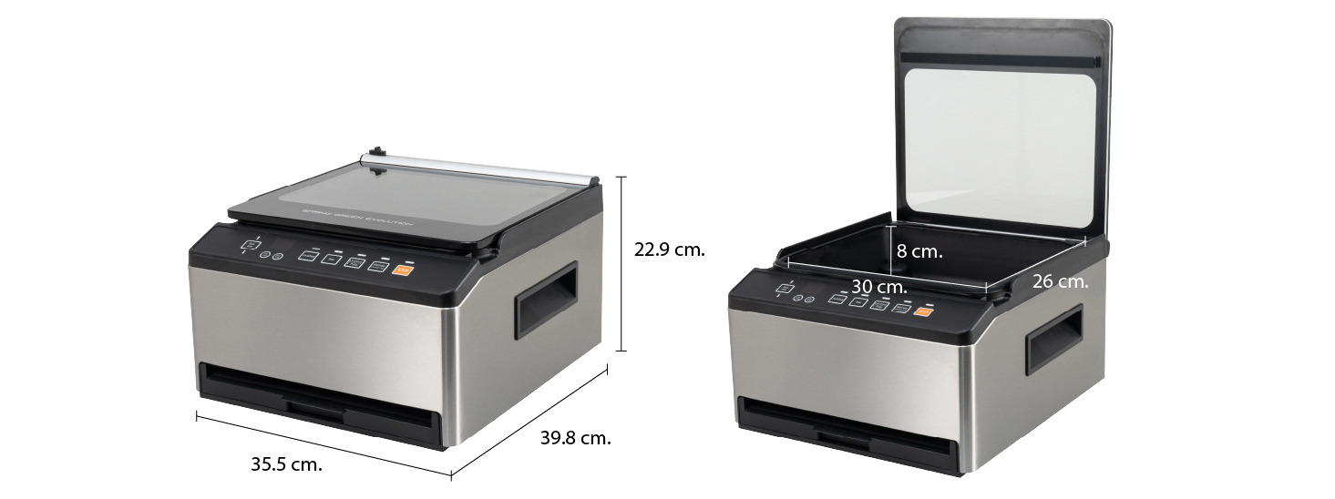 ขนาดเครื่องซีลสูญญากาศ กึ่งอุตสาหกรรม VC-CUBE-G2