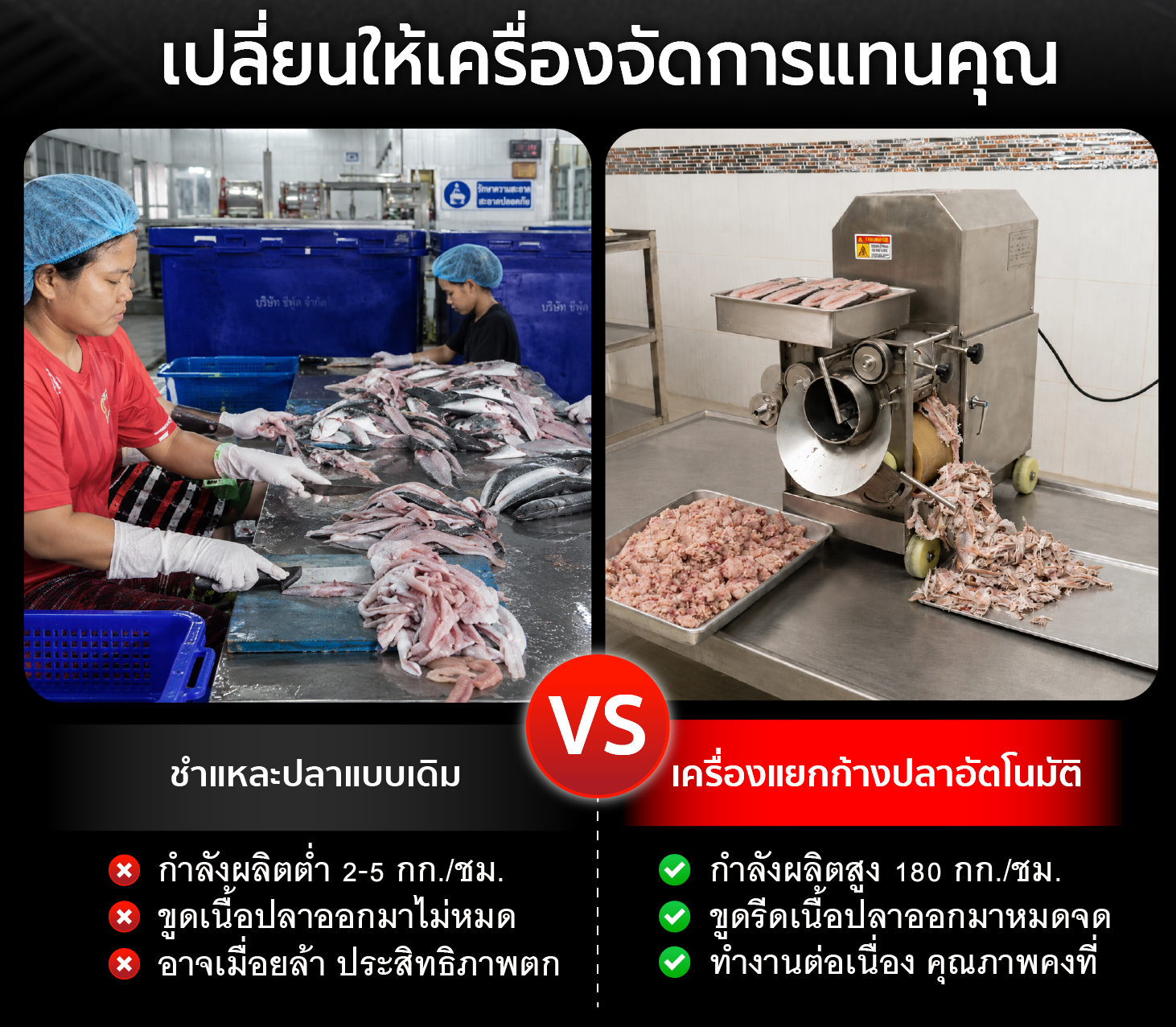 เครื่องแยกก้างปลา อุตสาหกรรม แยกก้าง-รีดเนื้อปลาอัตโนมัติ เครื่องแยกก้างปลา อุตสาหกรรม แยกก้าง-รีดเนื้อปลาอัตโนมัติ