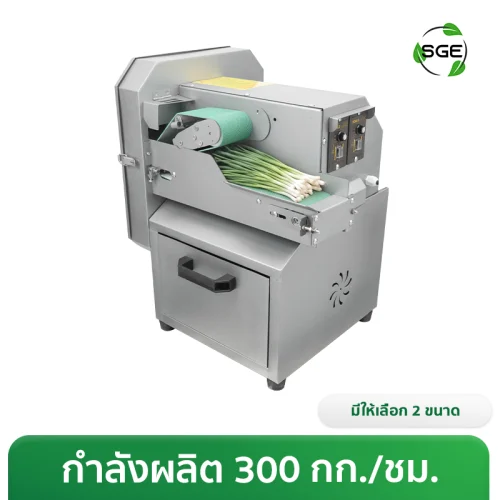 เครื่องหั่นผักสายพาน ระดับอุตสาหกรรม ใบมีดกังหัน ปรับขนาดการหั่นได้ 1-30 มม. กำลังผลิตสูง 300 กก./ชม.